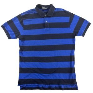 Polo Ralph Lauren Polo Shirt Mens Large Blue & Navy Striped Preppy Casual